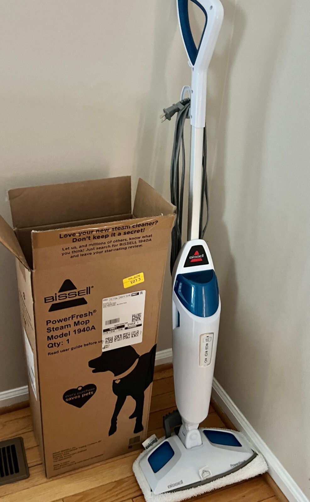 Bissell Power Fresh Steam Mop with Natural Sanitization, Floor Steamer