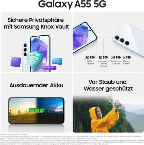 SAMSUNG GALAXY A55 5G DUAL SIM 128GB RAM 8GB ICEBLU GARANZIA 24 MESI - Foto 3 di 6
