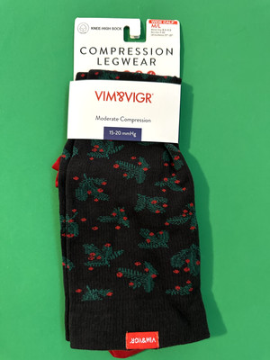 VIM & VIGR Compression Legwear Knee High Socks 15-20 mmHg Size M/L Wide Leg Calf