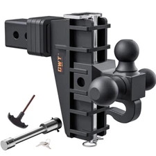 Adjustable 2.5'' Receiver Trailer Hitch 6'' Drop Tow Hitch 18500LBS Tri-Ball