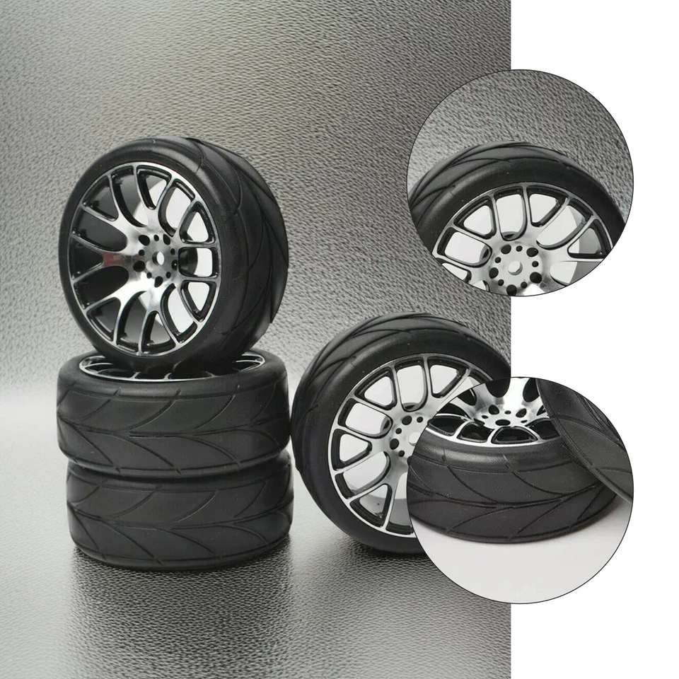 4PCS Aluminum Rims Wheels with Tires for 1/10 RC On Road Touring Car - Image 4 of 4