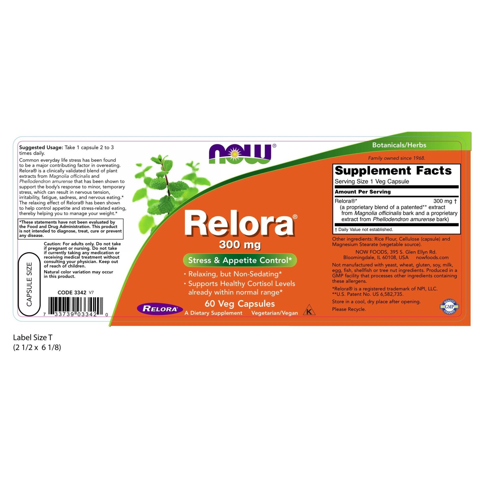 Relora Herbal Calming Supplement 60 Veg Capsules Anxiety Relax Stress