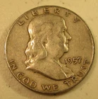 1957 D Franklin Silver Half Dollar - Circulated - Actual Coin N64