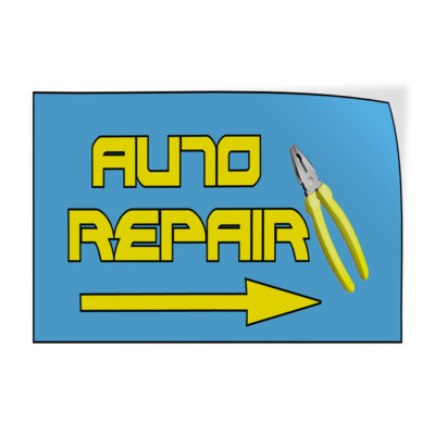 Decal Stickers Auto Repair Blue with Arrow Car Vinyl Store Sign Label Automotive