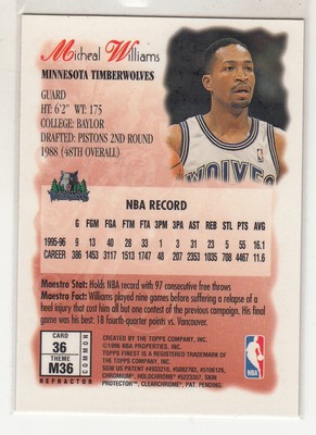 その他 1996-97 FINEST SILVER REFRACTOR MAESTROS 1996-97 Topps Finest - Uncommon - Silver Michael Jordan #127