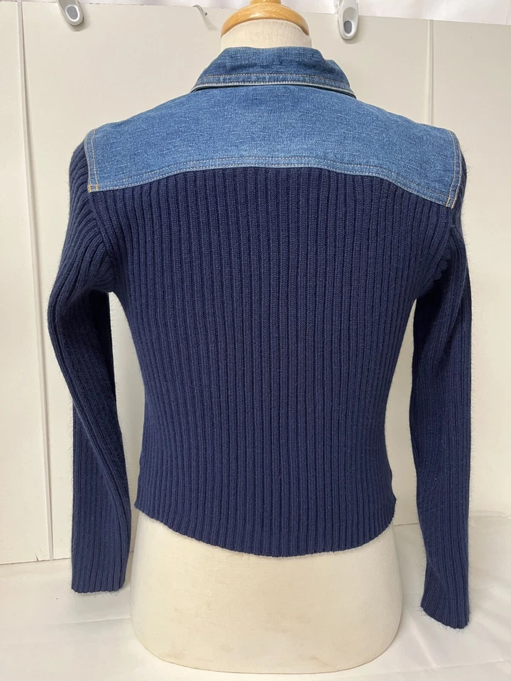 Chaqueta Azul Denim con Espalda Tejida y Mangas Largas Tejidas Mujer talla XL by Route 66 Foto 4 de 4