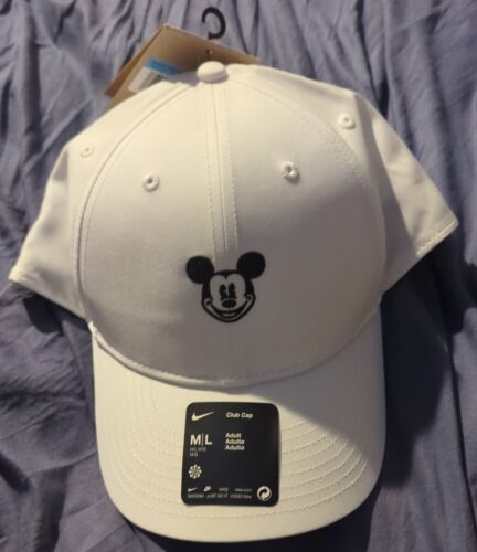 Chapeau de golf Disney Parks Mickey Mouse neuf Nike Dri-Fit (blanc) neuf avec étiquettes dos réglable ! - Photo 1 sur 3