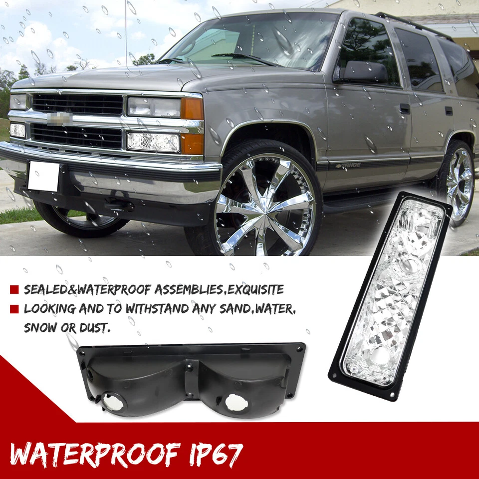 Luces de señalización de estacionamiento de esquina cromadas para camioneta GMC Chevy C/K 1500/2500/3500 88-98 Foto 4 de 4
