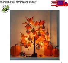 Fall Decorations for Home, 24”2FT Lighted Maple Leaves Tree Fall Decor with 24LT