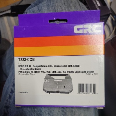 GRC Black Correctable Typewriter Film Cartridge Ribbon T333-COB Panasonic RK-T