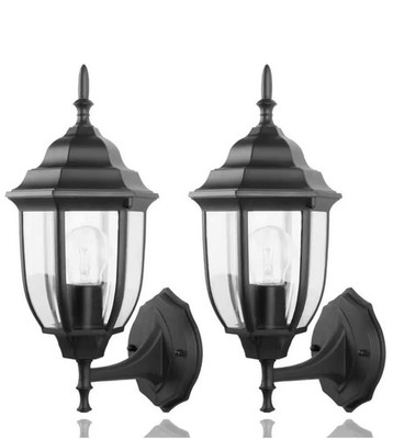 2-Light Pack Black Die-cast Aluminum Outdoor Wall Lantern Sconce