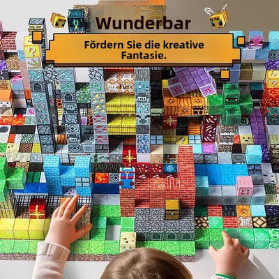 200x Magnetische Minecraft Bausteine Spielszene Block-Set Kinder Spielzeug DE