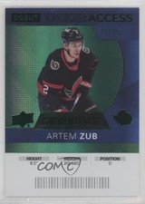 2021-22 Credentials 2020-21 Debut Ticket Access Green 23/25 Artem Zub #67 0z59