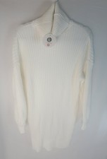 Women's Small Sweater Dress Turtleneck Long Balloon Sleeve Ribbed Knit Oversize