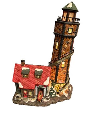 2002 Santa's Workbench Victorian Hammersmith's Harbour Lighthouse w/both cords