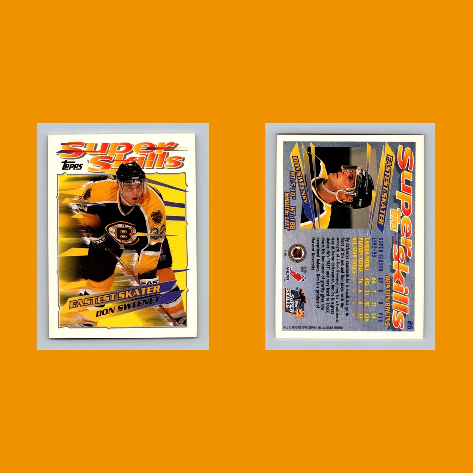 Don Sweeney #26 1995 Topps Super Skills Boston Bruins Hockey Card NHL NM - Image 3 of 3