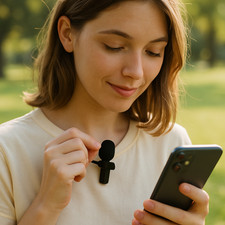 Wireless Lavalier Microphone 2-Pack Dual Clip-On Phone Vlog Rechargeable