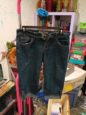 Kaba Jeans Capris Denim Medium Wash Blue Stretch Women Sz 9 Pockets Casual