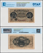 Germany 5 Reichsmark, 1940-1945 ND, P-R138, Used, Authenticated