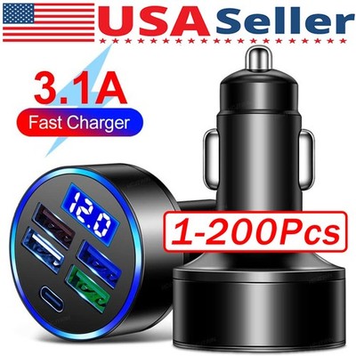 4 USB Port Super Fast Car Charger Adapter for iPhone Samsung Android Phone Lot