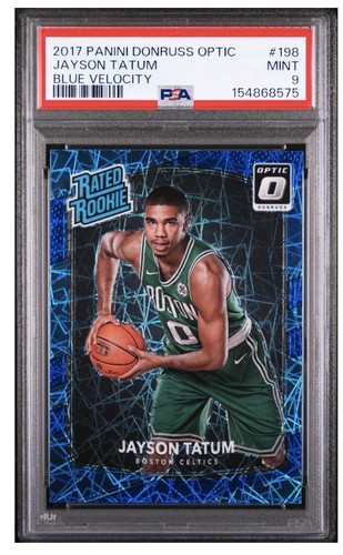 2017 DONRUSS OPTIC #198 JAYSON TATUM BLUE VELOCITY RC PSA 9