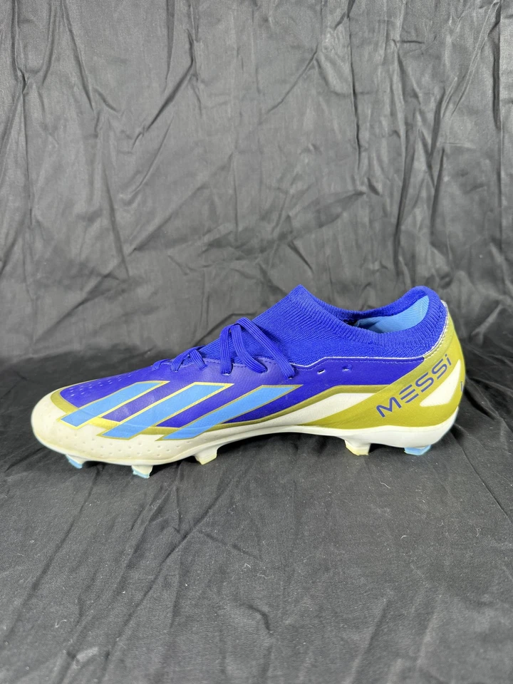 Мужские футбольные бутсы Adidas Messi размер 12 синее золото FG 2023 футбольные ботинки - Изображение 3 из 4