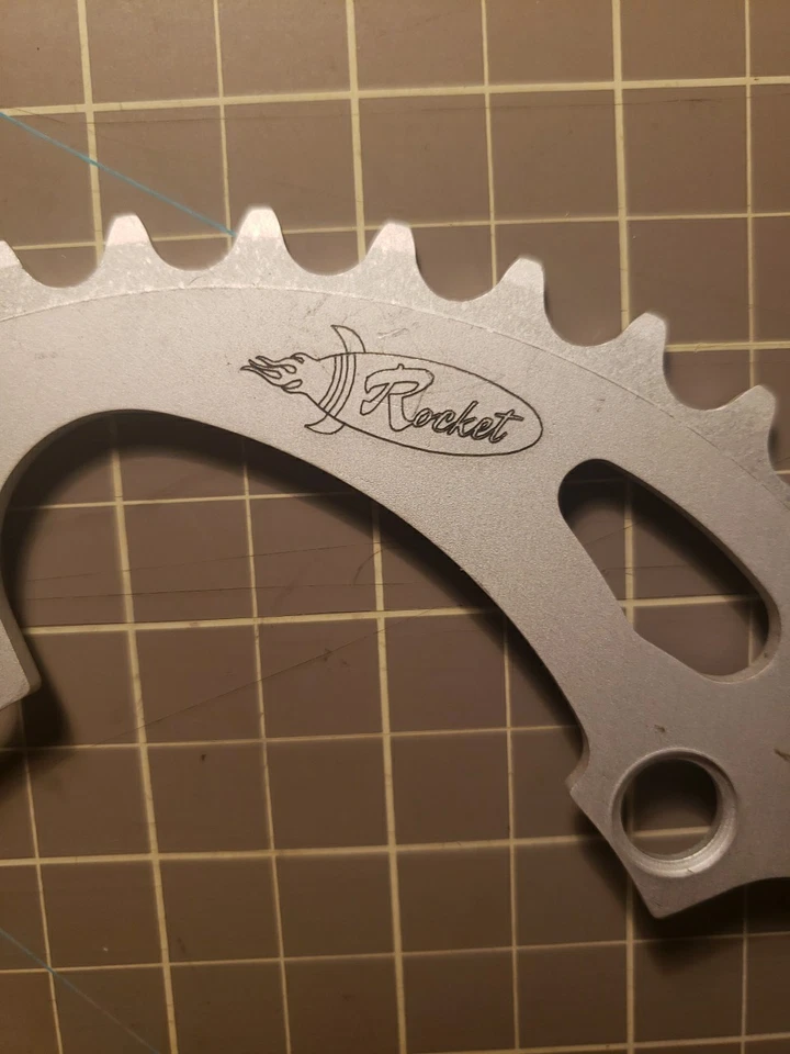 NOS Rocket Rings 42 T Chainring 104mm BCD Silver 6061 MTB Made in the USA - Image 2 of 4