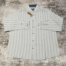 NEW Carbon 2 Cobalt Long Sleeves Men's Shirt Sz L Button Up White Blue Striped.
