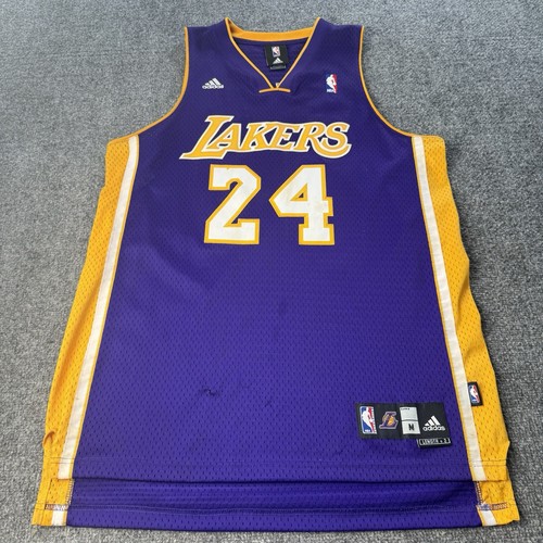 VTG Adidas Kobe Bryant 24 Lakers Purple Jersey Men’s Size Medium +2 Length Flaws