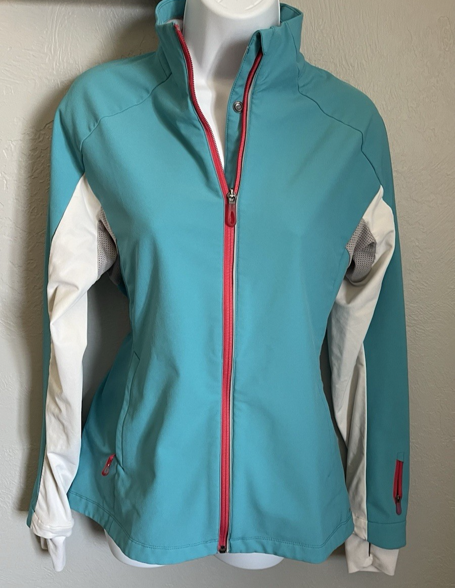 Giacca a vento donna Salomon Clima Wind full zip grande teal trail running