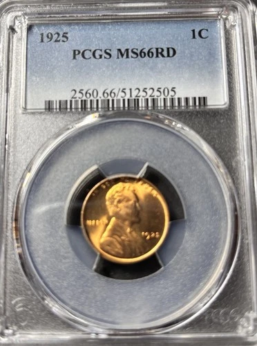 1925 P Lincoln Cent MS66 RD PCGS BU Unc Red  Wheat Cent PQ Bright Red!!!