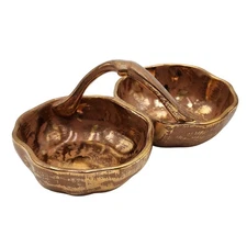 Hand Painted Divided Serving Dish Candy Nut Bowl Gold Accent Decor