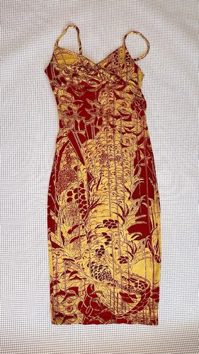 Vintage Y2K Just Cavalli Roberto Cavalli Red Gold Dress ITTIERRE Italy IT 42