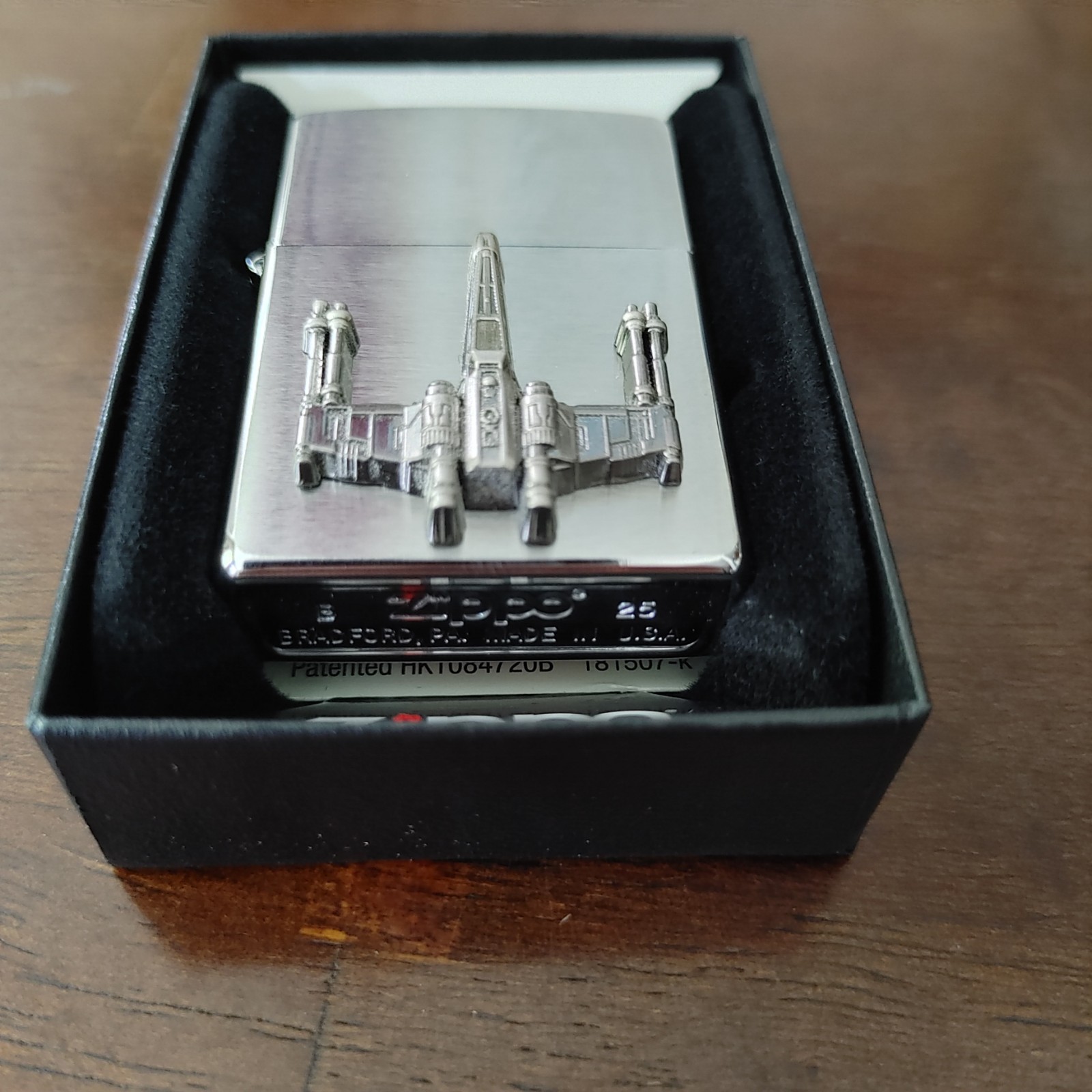 Custom Star Wars X-wing Chrome Lighter w/ Pewter Emblem, New