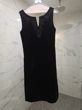 Vtg Laura Ashley Dark Coquette Velvet Sheath Dress Size 6 Bow Holiday Cocktail