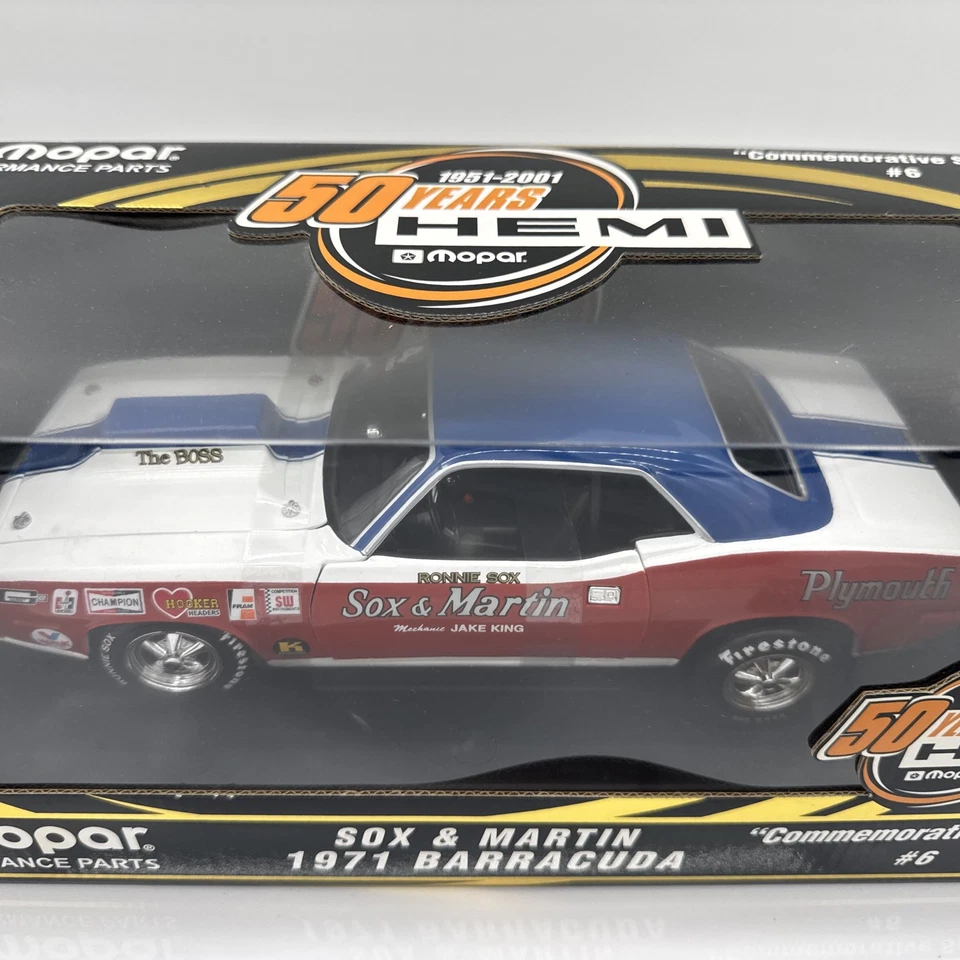 1/18 Mopar Performance 1970 Sox & Martin Plymouth Cuda Pro Stock 50 años Hemi Foto 2 de 4