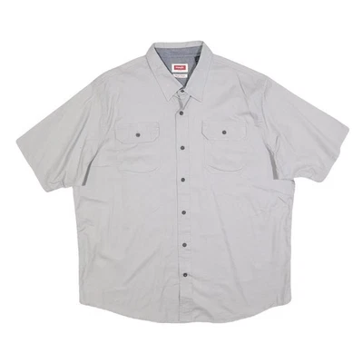 WRANGLER Hommes Gris Décontracté Coton Mélange Chemise XL Bouton Manche Courte - Photo 1/4