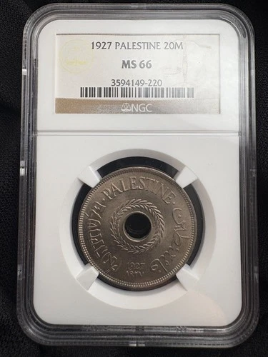 1927 PALESTINE 20M NGC MS66 Israel British Mandate