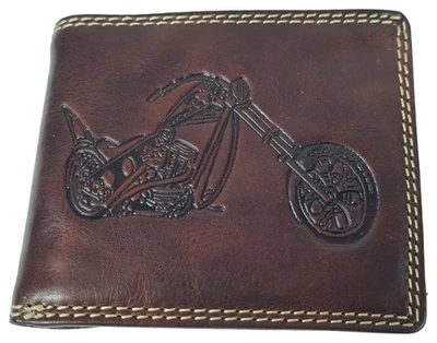 EINKAUFSZAUBER Echt Leder Geldbeutel Motorrad Sport - Biker Motorradfahrer Bike
