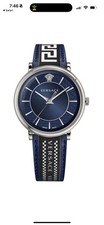 Versace VE5A01121 V-Circle Greca Edition silver blue black white Men's Watch NEW