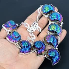 Ammolite Fossil 925 Sterling Silver Gemstone Unique Jewelry Necklace 18" PG 6841
