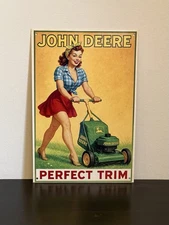 Hi Gloss!! John Deere Lawn movers Pinup Vintage Style Metal Sign