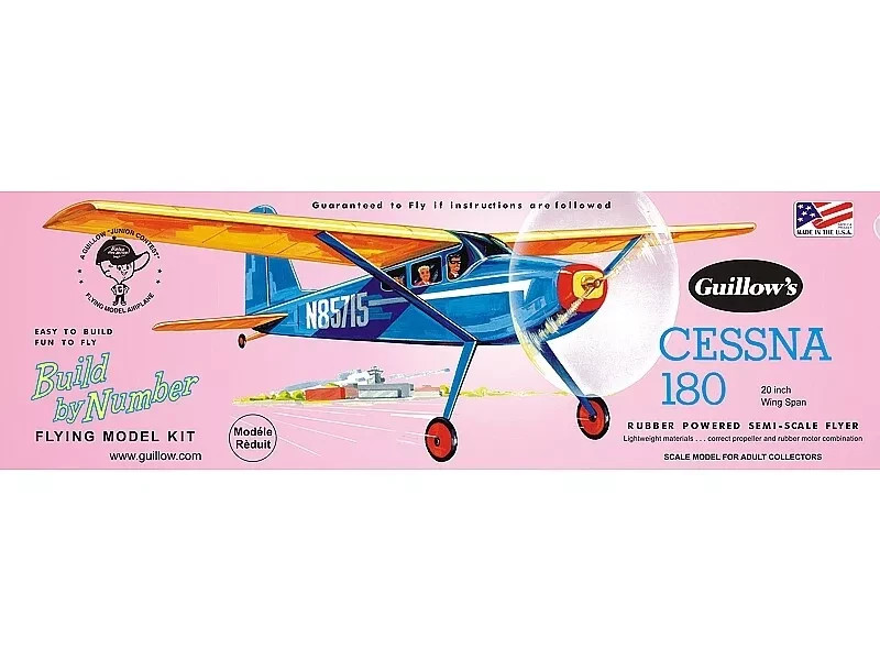 GUILLOW 601  Cessna 180 BALSA WOOD AIRCRAFT MODEL KIT  Wingspan  20""