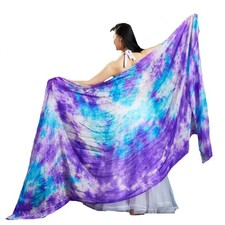 Women Colorful Professional Belly Dance Silk Veils Hand Made Tie Dyed Scarf