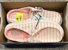 Hey Dude Wendy Stripe Pink/White Slip Terry Shoes Women's Size 8 - 43186-690