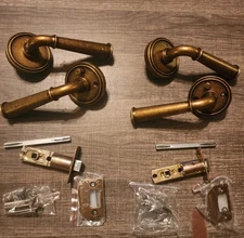 2pk Privacy Door Handle Antique Brass Retro Door Lever, Interior Bedroom Bath