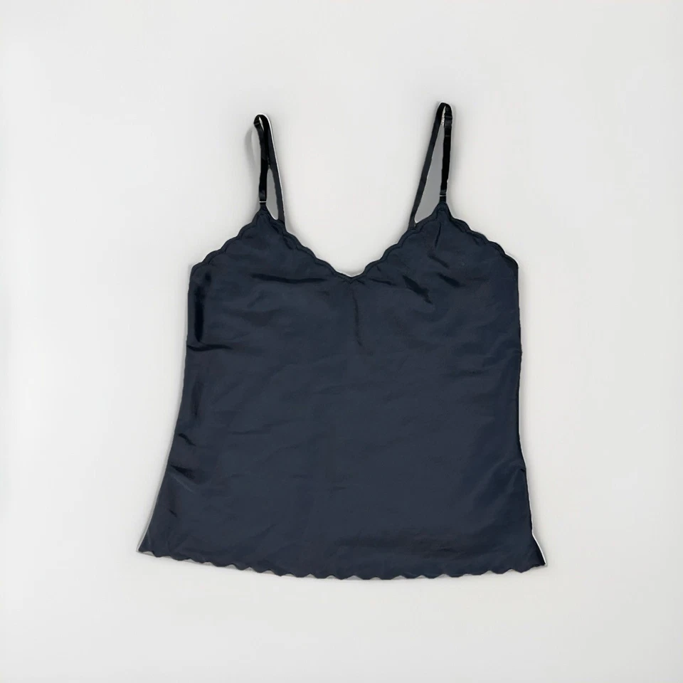 Barbizon 黑色扇贝边缘吊带背心小号可调节复古 — 第 4/4 张图片