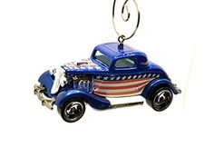 Christmas Ornament for 1934 Ford Roadster Coupe Blue US Flag