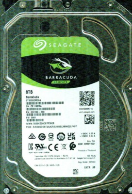 ST8000DM004, 2CX188-300,  0001, TK,   ZR11,  SEAGATE 8TB  MAY 2021