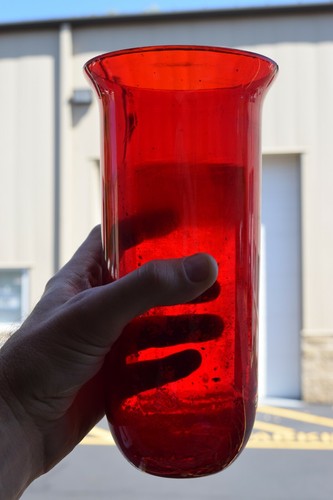 Antike rote Glaskugel für eine Wallfahrtslampe, 9 1/4" ht. Echtes rotes Glas! (CU498) - Bild 6 von 8